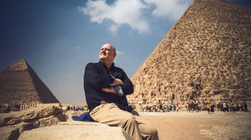 Dara Ó Briain explores Mysteries of the Pyramids for Channel 5